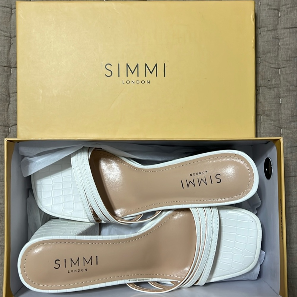 Simmi London white strappy platform heels